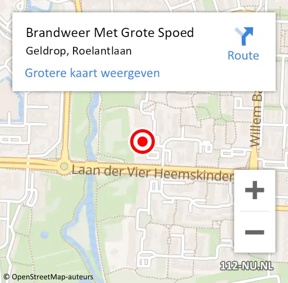 Locatie op kaart van de 112 melding: Brandweer Met Grote Spoed Naar Geldrop, Roelantlaan op 6 september 2023 02:52