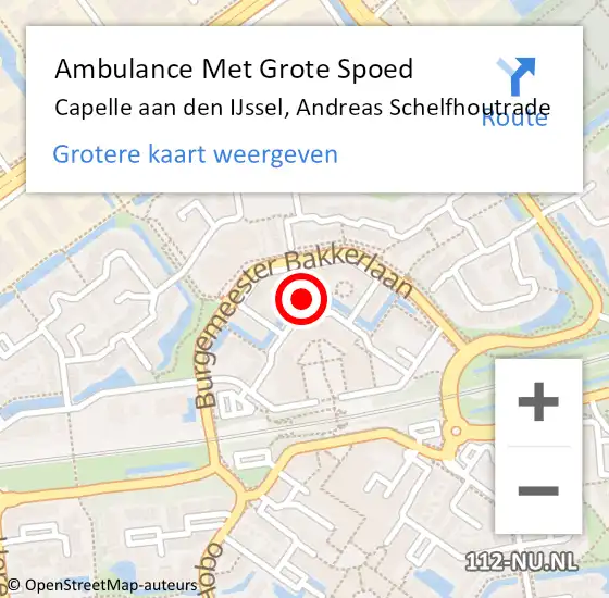 Locatie op kaart van de 112 melding: Ambulance Met Grote Spoed Naar Capelle aan den IJssel, Andreas Schelfhoutrade op 6 september 2023 03:58