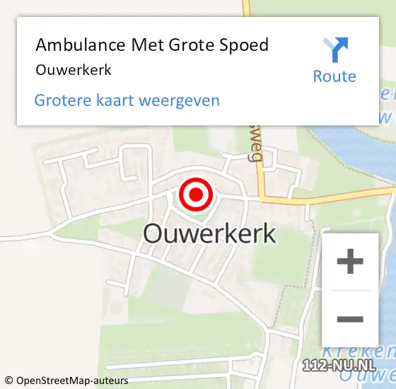 Locatie op kaart van de 112 melding: Ambulance Met Grote Spoed Naar Ouwerkerk op 6 september 2023 04:04