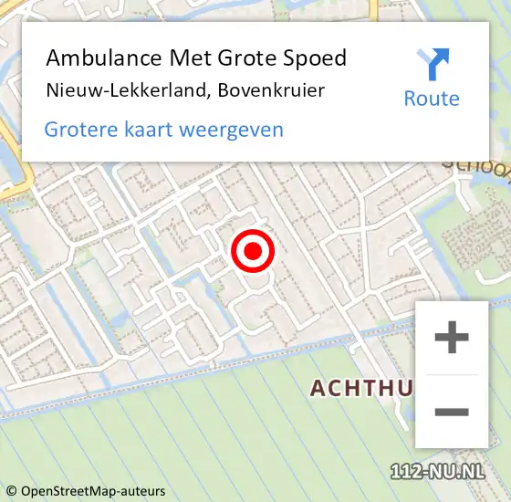 Locatie op kaart van de 112 melding: Ambulance Met Grote Spoed Naar Nieuw-Lekkerland, Bovenkruier op 6 september 2023 06:59