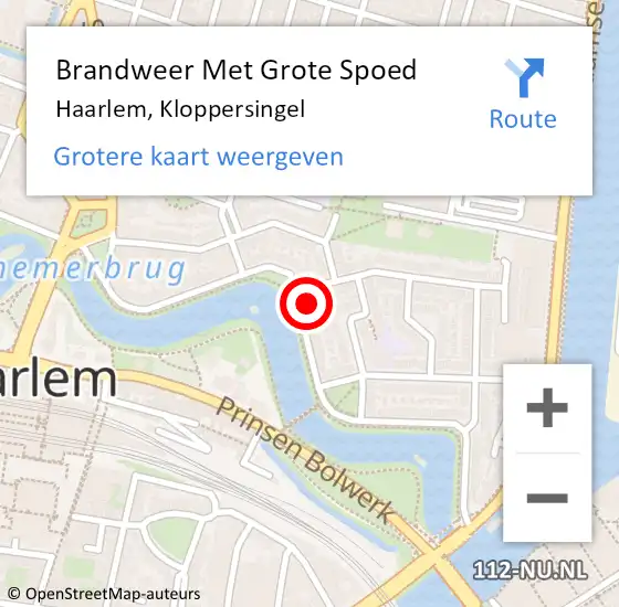 Locatie op kaart van de 112 melding: Brandweer Met Grote Spoed Naar Haarlem, Kloppersingel op 6 september 2023 07:14