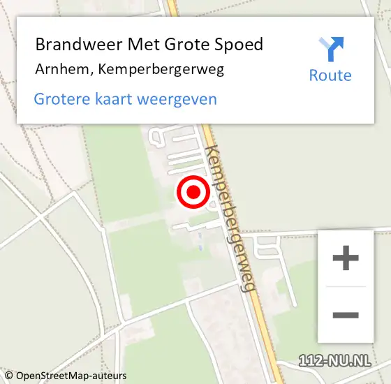 Locatie op kaart van de 112 melding: Brandweer Met Grote Spoed Naar Arnhem, Kemperbergerweg op 6 september 2023 07:41