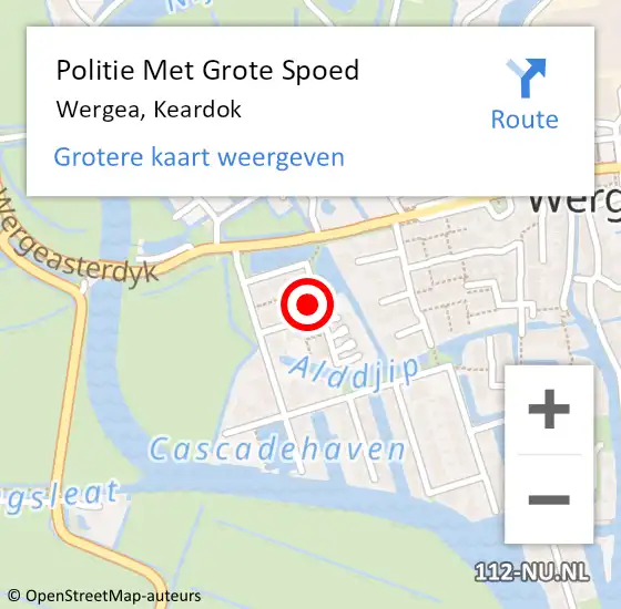Locatie op kaart van de 112 melding: Politie Met Grote Spoed Naar Wergea, Keardok op 6 september 2023 07:48
