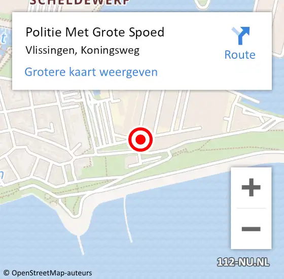 Locatie op kaart van de 112 melding: Politie Met Grote Spoed Naar Vlissingen, Koningsweg op 6 september 2023 08:08