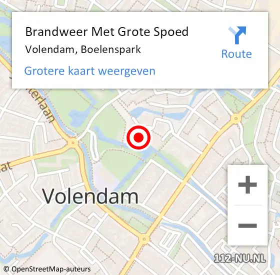 Locatie op kaart van de 112 melding: Brandweer Met Grote Spoed Naar Volendam, Boelenspark op 6 september 2023 09:36