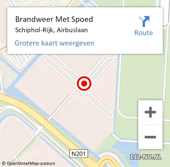 Locatie op kaart van de 112 melding: Brandweer Met Spoed Naar Schiphol-Rijk, Airbuslaan op 6 september 2023 09:46