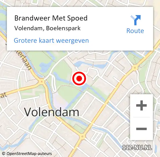 Locatie op kaart van de 112 melding: Brandweer Met Spoed Naar Volendam, Boelenspark op 6 september 2023 09:53