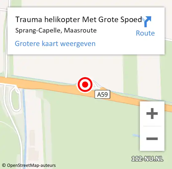 Locatie op kaart van de 112 melding: Trauma helikopter Met Grote Spoed Naar Sprang-Capelle, Maasroute op 6 september 2023 10:03