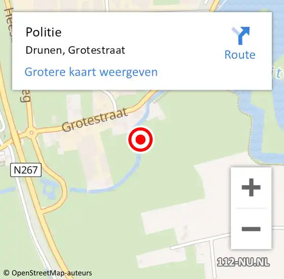 Locatie op kaart van de 112 melding: Politie Drunen, Grotestraat op 6 september 2023 10:15