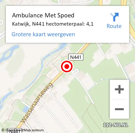 Locatie op kaart van de 112 melding: Ambulance Met Spoed Naar Katwijk, N441 hectometerpaal: 4,1 op 6 september 2023 10:41