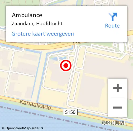 Locatie op kaart van de 112 melding: Ambulance Zaandam, Hoofdtocht op 6 september 2023 11:30