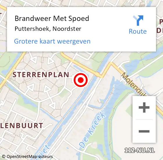 Locatie op kaart van de 112 melding: Brandweer Met Spoed Naar Puttershoek, Noordster op 6 september 2023 11:50