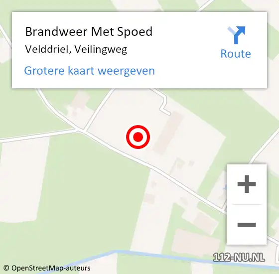 Locatie op kaart van de 112 melding: Brandweer Met Spoed Naar Velddriel, Veilingweg op 6 september 2023 12:51