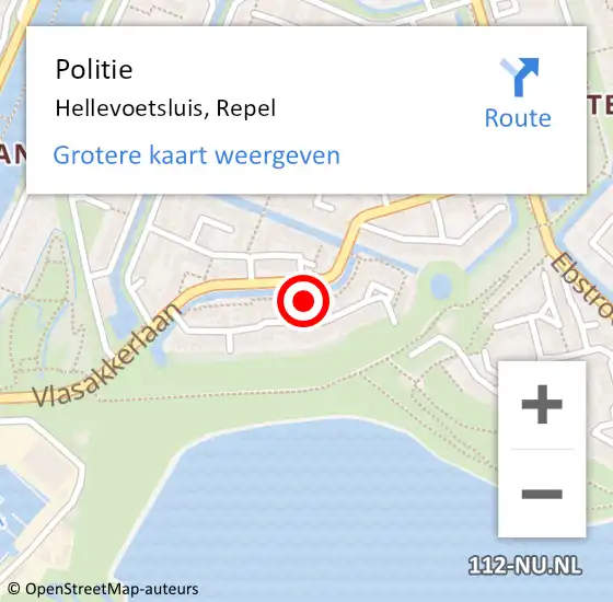 Locatie op kaart van de 112 melding: Politie Hellevoetsluis, Repel op 6 september 2023 12:55