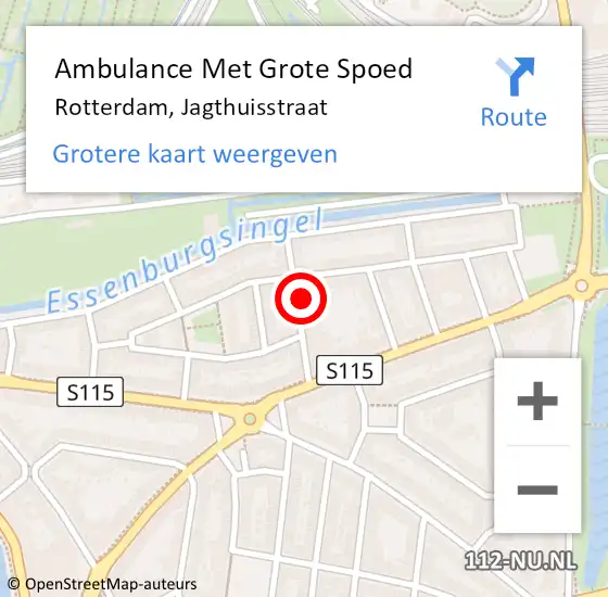Locatie op kaart van de 112 melding: Ambulance Met Grote Spoed Naar Rotterdam, Jagthuisstraat op 6 september 2023 13:01