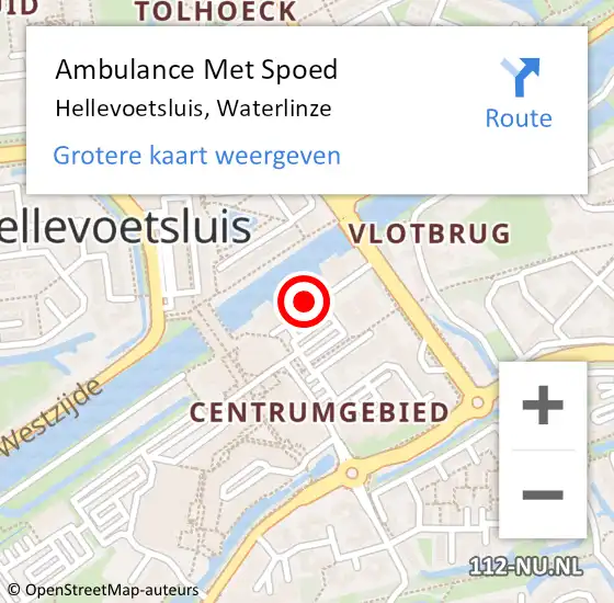 Locatie op kaart van de 112 melding: Ambulance Met Spoed Naar Hellevoetsluis, Waterlinze op 6 september 2023 13:03