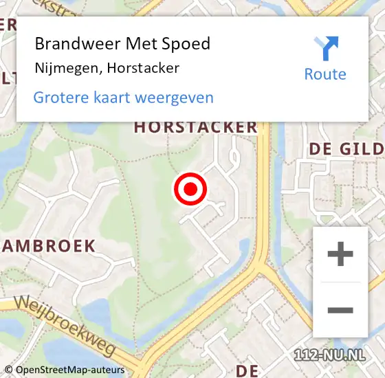Locatie op kaart van de 112 melding: Brandweer Met Spoed Naar Nijmegen, Horstacker op 6 september 2023 13:23