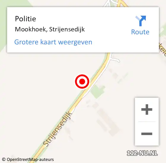 Locatie op kaart van de 112 melding: Politie Mookhoek, Strijensedijk op 6 september 2023 14:37