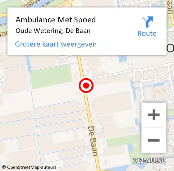 Locatie op kaart van de 112 melding: Ambulance Met Spoed Naar Oude Wetering, De Baan op 6 september 2023 16:01