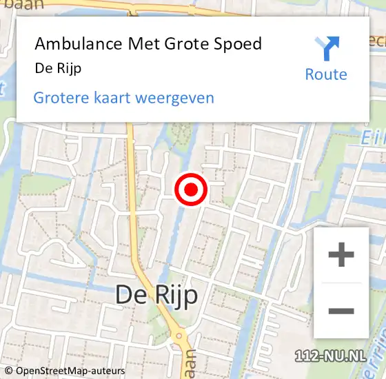 Locatie op kaart van de 112 melding: Ambulance Met Grote Spoed Naar De Rijp op 6 september 2023 16:13