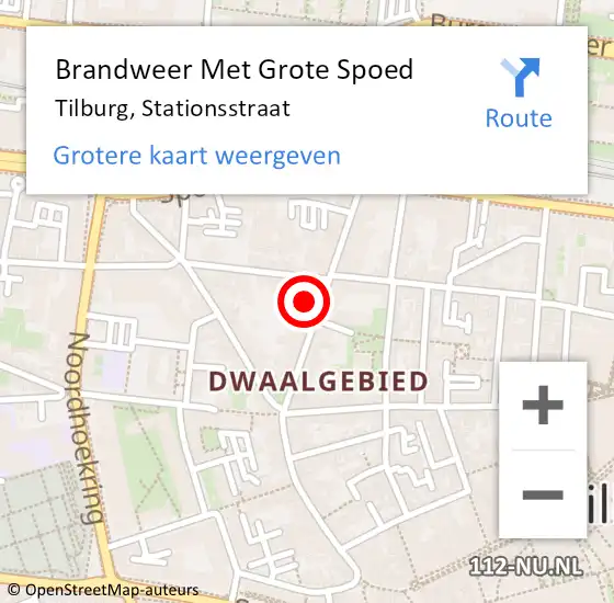 Locatie op kaart van de 112 melding: Brandweer Met Grote Spoed Naar Tilburg, Stationsstraat op 6 september 2023 17:52