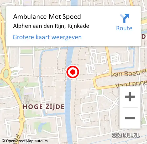 Locatie op kaart van de 112 melding: Ambulance Met Spoed Naar Alphen aan den Rijn, Rijnkade op 6 september 2023 18:36