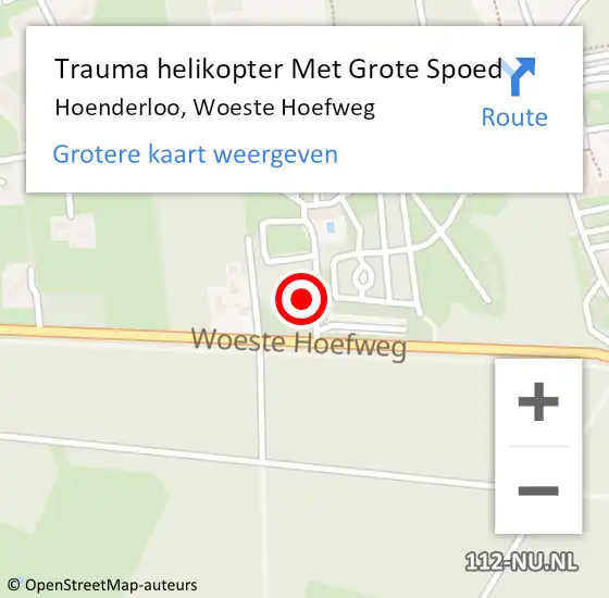 Locatie op kaart van de 112 melding: Trauma helikopter Met Grote Spoed Naar Hoenderloo, Woeste Hoefweg op 6 september 2023 18:43