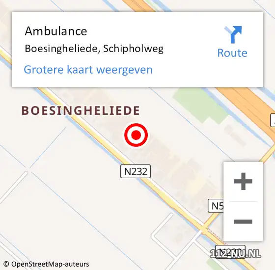 Locatie op kaart van de 112 melding: Ambulance Boesingheliede, Schipholweg op 6 september 2023 20:01