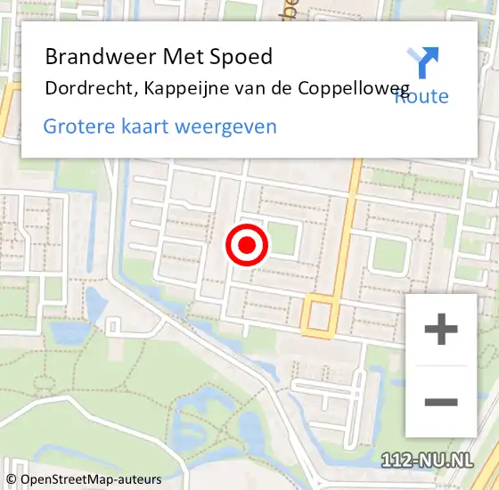 Locatie op kaart van de 112 melding: Brandweer Met Spoed Naar Dordrecht, Kappeijne van de Coppelloweg op 6 september 2023 20:02
