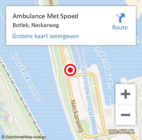 Locatie op kaart van de 112 melding: Ambulance Met Spoed Naar Botlek, Neckarweg op 6 september 2023 21:03