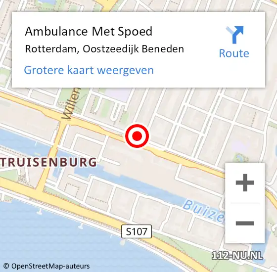 Locatie op kaart van de 112 melding: Ambulance Met Spoed Naar Rotterdam, Oostzeedijk Beneden op 7 september 2023 01:24