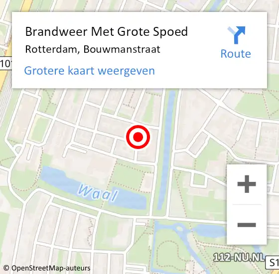 Locatie op kaart van de 112 melding: Brandweer Met Grote Spoed Naar Rotterdam, Bouwmanstraat op 7 september 2023 01:35