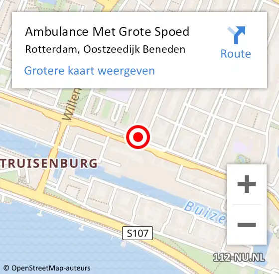 Locatie op kaart van de 112 melding: Ambulance Met Grote Spoed Naar Rotterdam, Oostzeedijk Beneden op 7 september 2023 03:23
