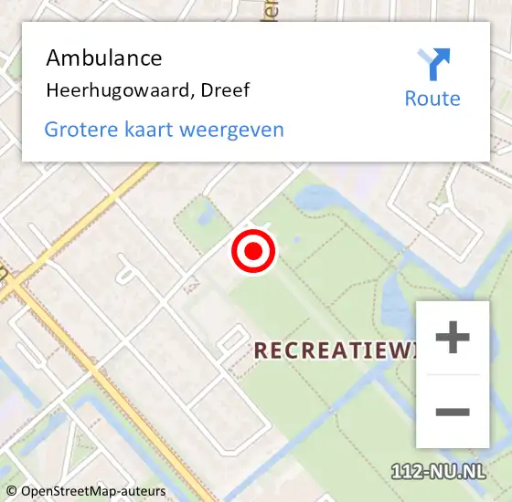 Locatie op kaart van de 112 melding: Ambulance Heerhugowaard, Dreef op 7 september 2023 05:54
