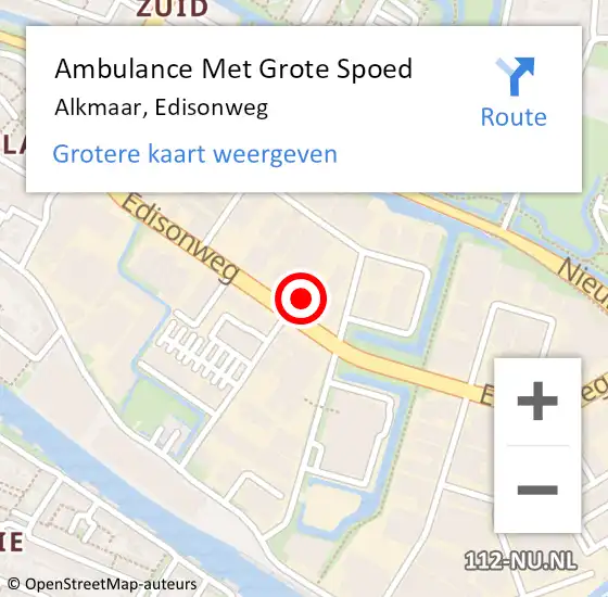 Locatie op kaart van de 112 melding: Ambulance Met Grote Spoed Naar Alkmaar, Edisonweg op 7 september 2023 06:29
