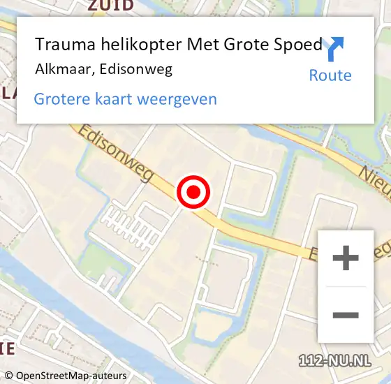Locatie op kaart van de 112 melding: Trauma helikopter Met Grote Spoed Naar Alkmaar, Edisonweg op 7 september 2023 06:30