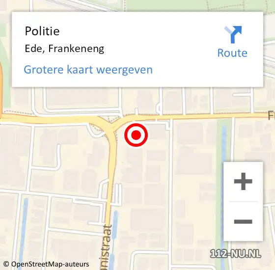 Locatie op kaart van de 112 melding: Politie Ede, Frankeneng op 7 september 2023 06:37