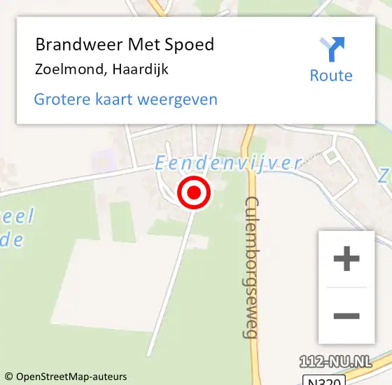 Locatie op kaart van de 112 melding: Brandweer Met Spoed Naar Zoelmond, Haardijk op 7 september 2023 07:55