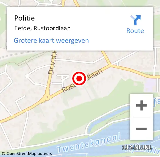 Locatie op kaart van de 112 melding: Politie Eefde, Rustoordlaan op 7 september 2023 08:17