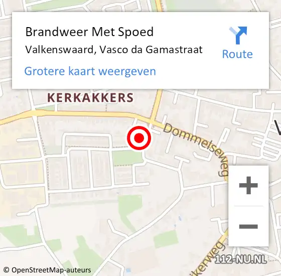 Locatie op kaart van de 112 melding: Brandweer Met Spoed Naar Valkenswaard, Vasco da Gamastraat op 7 september 2023 08:31