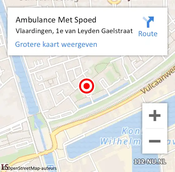 Locatie op kaart van de 112 melding: Ambulance Met Spoed Naar Vlaardingen, 1e van Leyden Gaelstraat op 7 september 2023 12:02