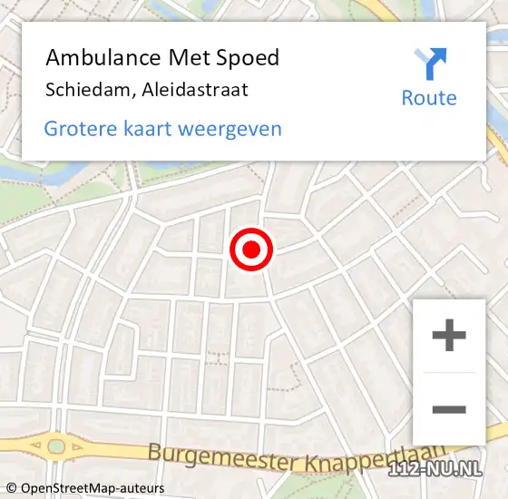 Locatie op kaart van de 112 melding: Ambulance Met Spoed Naar Schiedam, Aleidastraat op 7 september 2023 13:20