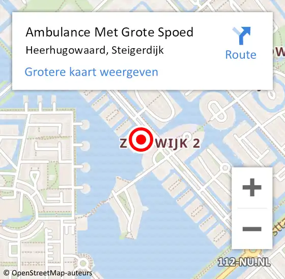 Locatie op kaart van de 112 melding: Ambulance Met Grote Spoed Naar Heerhugowaard, Steigerdijk op 7 september 2023 13:22