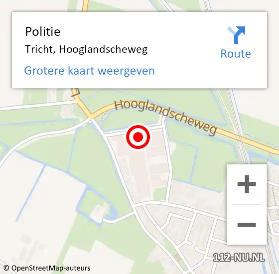 Locatie op kaart van de 112 melding: Politie Tricht, Hooglandscheweg op 7 september 2023 14:42