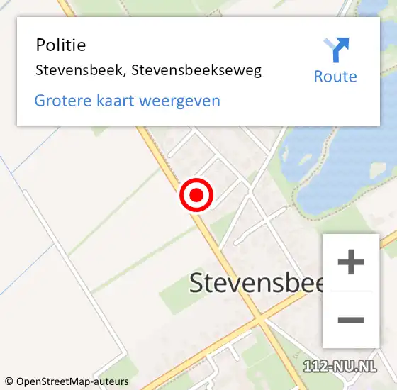 Locatie op kaart van de 112 melding: Politie Stevensbeek, Stevensbeekseweg op 7 september 2023 14:50