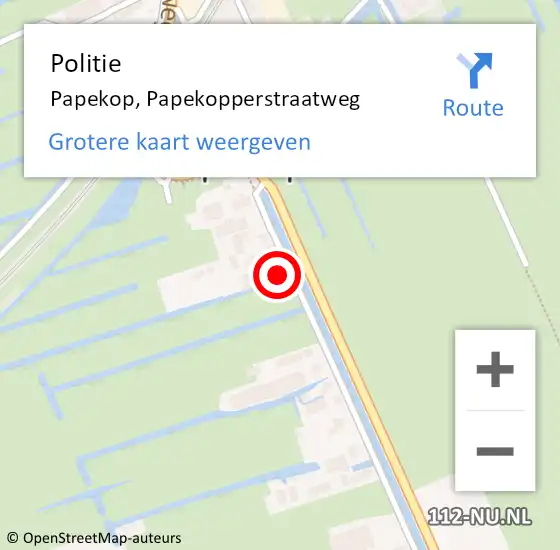 Locatie op kaart van de 112 melding: Politie Papekop, Papekopperstraatweg op 7 september 2023 15:28