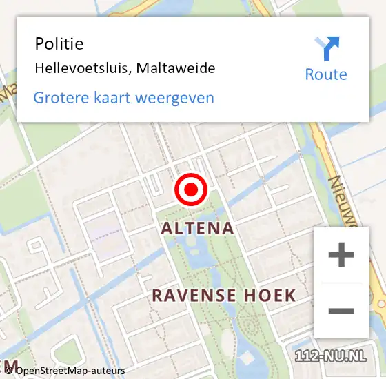 Locatie op kaart van de 112 melding: Politie Hellevoetsluis, Maltaweide op 7 september 2023 17:15