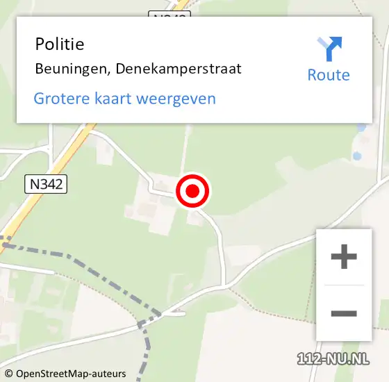 Locatie op kaart van de 112 melding: Politie Beuningen, Denekamperstraat op 7 september 2023 17:18