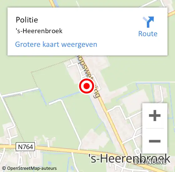 Locatie op kaart van de 112 melding: Politie 's-Heerenbroek op 7 september 2023 17:28