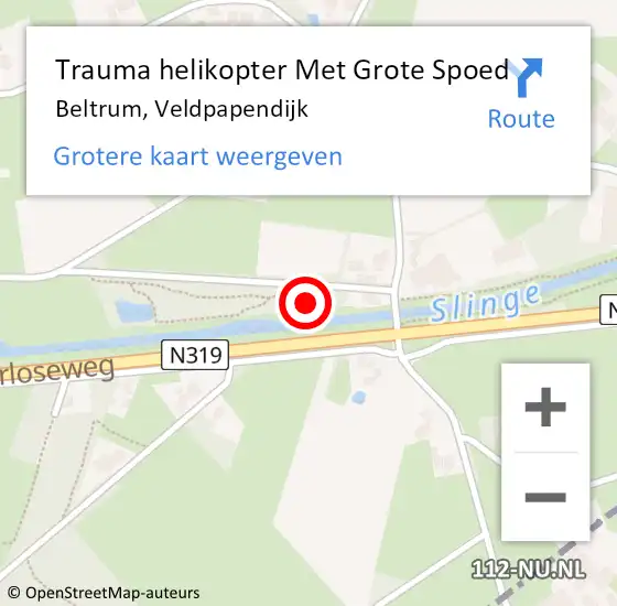 Locatie op kaart van de 112 melding: Trauma helikopter Met Grote Spoed Naar Beltrum, Veldpapendijk op 7 september 2023 17:40